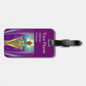 ゴールデンカドゥセウス獣医シンボル/パープルグリーン ラゲッジタグ (裏面横)
