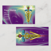 ゴールデンカドゥセウス獣医シンボル/パープルグリーン 名刺 (正面/裏面)