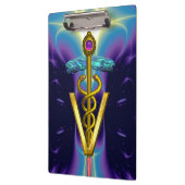 ゴールデンカドゥセウス獣医シンボル/パープルブルー クリップボード (左)