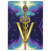 ゴールデンカドゥセウス獣医シンボル/パープルブルー クリップボード (裏面)