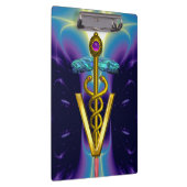 ゴールデンカドゥセウス獣医シンボル/パープルブルー クリップボード (右)