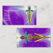 ゴールデンカドゥセウス獣医シンボル/パープルブルー 名刺 (正面/裏面)