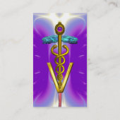 ゴールデンカドゥセウス獣医シンボル/パープルブルー 名刺 (裏面)