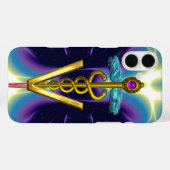 ゴールデンカドゥセウス獣医シンボル/パープルブルー Case-Mate iPhoneケース (裏面 (横))