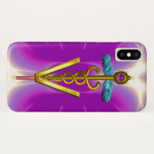 ゴールデンカドゥセウス獣医シンボル/ピンク明るい赤紫色 Case-Mate iPhoneケース (裏面(横))