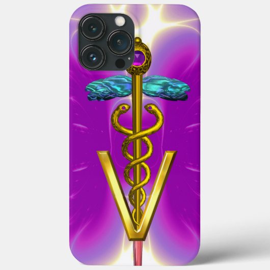 ゴールデンカドゥセウス獣医シンボル/ピンク明るい赤紫色 Case-Mate iPhoneケース (裏面)