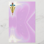 ゴールデンカドゥセウス獣医シンボル/ピンク薄紫 便箋 (正面)