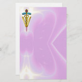 ゴールデンカドゥセウス獣医シンボル/ピンク薄紫 便箋 (正面/裏面)