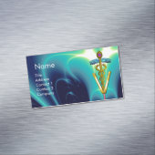 ゴールデンカドゥセウス獣医シンボル/ブルーターコイズ マグネット名刺 (インサイチュ)