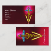 ゴールデンカドゥセウス獣医シンボル/レッドブルゴーニュ 名刺 (正面/裏面)