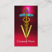 ゴールデンカドゥセウス獣医シンボル/レッドブルゴーニュ 名刺 (裏面)