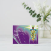 ゴールデンカドゥセウス獣医シンボル/紫ティール(緑がかった色) 名刺 (スタンド正面)