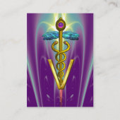 ゴールデンカドゥセウス獣医シンボル/紫ティール(緑がかった色) 名刺 (裏面)