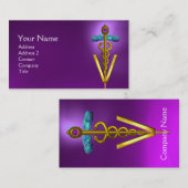 ゴールデンカドゥセウス獣医シンボル/紫 名刺 (正面/裏面)