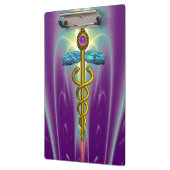 ゴールデンカドゥセウス記号モノグラムパープルグリーン クリップボード (左)
