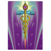 ゴールデンカドゥセウス記号モノグラムパープルグリーン クリップボード (裏面)