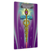 ゴールデンカドゥセウス記号モノグラムパープルグリーン クリップボード (右)