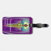 ゴールデンカドゥセウス記号モノグラムパープルグリーン ラゲッジタグ (裏面横)
