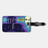 ゴールデンカドゥセウス記号モノグラムパープルブルー ラゲッジタグ (裏面横)