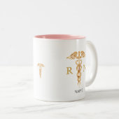 ゴールデンカドゥーセスシンボル&登録ナースモノグラム ツートーンマグカップ (正面右)
