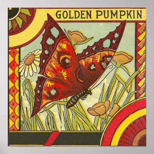 ゴールデンカボチャヴィンテージクレートラベル ポスター (正面)