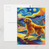 ゴールデンカラフルレトリエバースケートボーディングバンゴッホ ポストカード (正面/裏面)