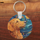 ゴールデンカラフルレトリエバードッグポートレート キーホルダー (正面)