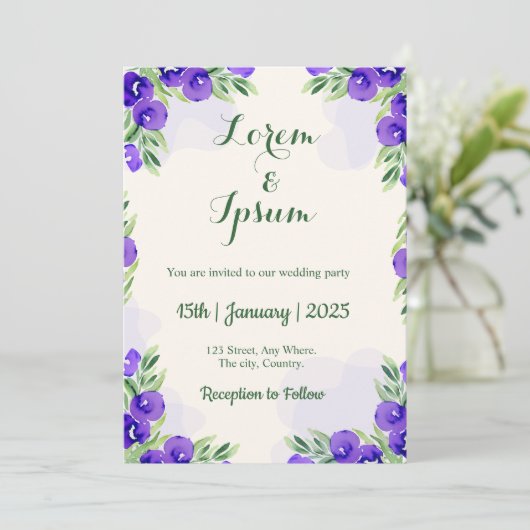 ゴールデンカラーシンプル結婚式招待状カード 招待状 (スタンド正面)