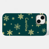 ゴールデンカラースノーフレーク名ティール（緑がかった色） Case-Mate iPhoneケース (裏面 (横))