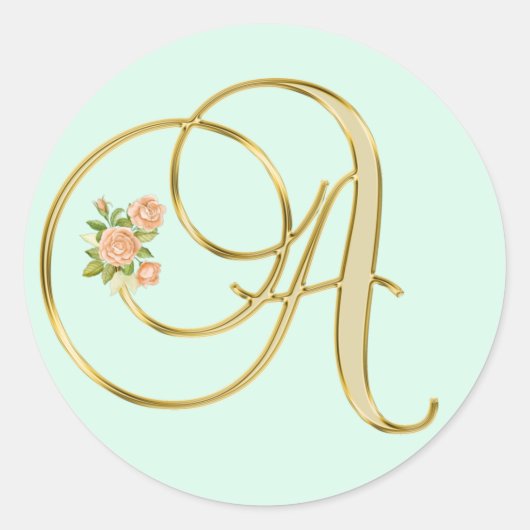 ゴールデンカラーフローラモノグラムレターミント ラウンドシール (正面)
