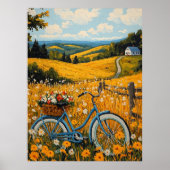 ゴールデンカントリーサイドエスケープ – ナイフルーラルバイクアート ポスター (正面)