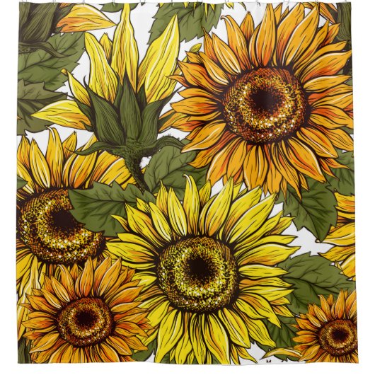 ゴールデンカント素朴リーサンフラワーガーデン シャワーカーテン (正面)