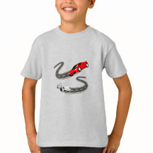 ゴールデンカーのプリントがかっこいいブルーのキッズTシャツ