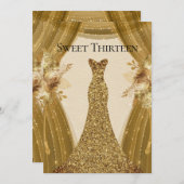 ゴールデンカーテンドレススウィート13th誕生日招待状 招待状 (正面/裏面)
