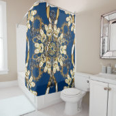 ゴールデンカール、東洋のヴィンテージパターン。 シャワーカーテン (インサイチュ)