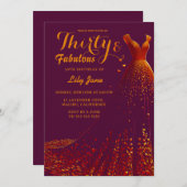 ゴールデンガウンGLAM 30th誕生日招待状 招待状 (正面/裏面)