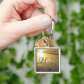 ゴールデンガラス質の砂キーチェーン キーホルダー (手)