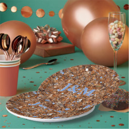 ゴールデンガラス青銅イニシャル ペーパープレート