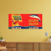 ゴールデンガレオンブランドサーモンラベル – ワシントン州シアトル キャンバスプリント (インサイチュ (リビング))