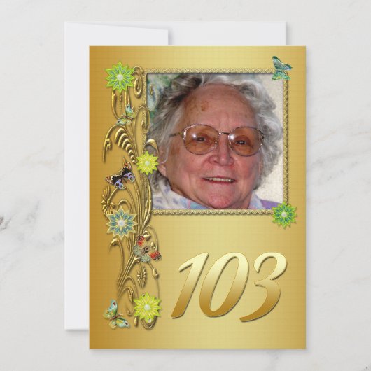 ゴールデンガーデン103rd誕生日パーティーへの招待 招待状 (正面)