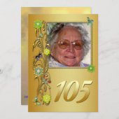 ゴールデンガーデン105th誕生日パーティーの招待状 招待状 (正面/裏面)