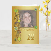 ゴールデンガーデン14thフォト誕生日カード カード (黄色い花)