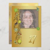 ゴールデンガーデン17th誕生日パーティーの招待 招待状 (正面/裏面)
