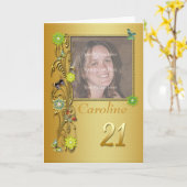 ゴールデンガーデン21stフォト誕生日カード カード (黄色い花)
