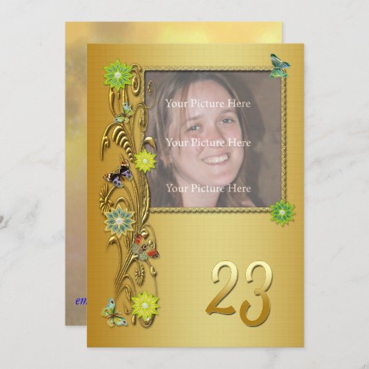 ゴールデンガーデン23rd誕生日パーティーへの招待 招待状 (正面/裏面)