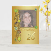ゴールデンガーデン26thフォト誕生日カード カード (黄色い花)