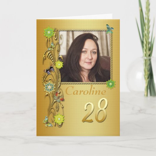 ゴールデンガーデン28thフォト誕生日カード カード (正面)