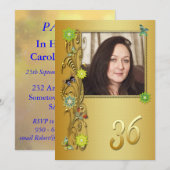 ゴールデンガーデン36歳誕生日パーティー招待状 招待状 (正面/裏面)