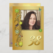 ゴールデンガーデン38th誕生日パーティーの招待 招待状 (正面/裏面)