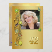 ゴールデンガーデン42nd誕生日パーティーの招待 招待状 (正面/裏面)